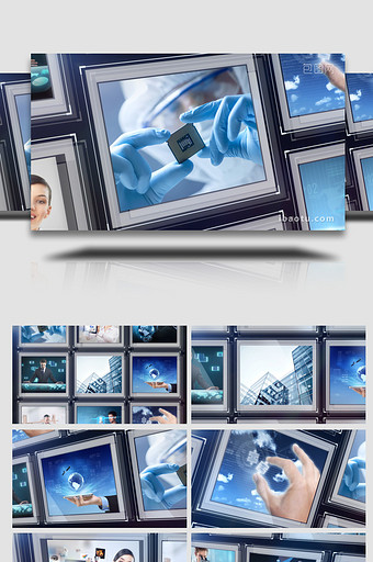 公司企业玻璃框质感形象照片墙拼贴AE模板图片