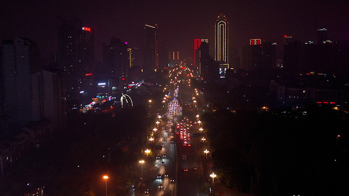 航拍柳州城市夜景4k实拍视频