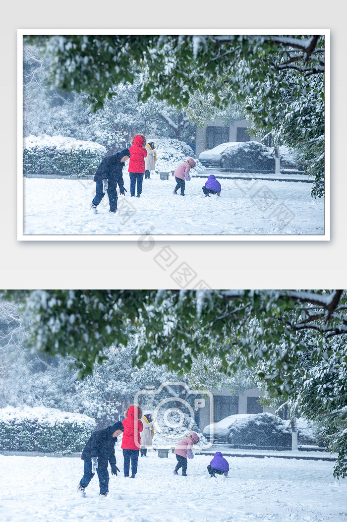 雪天玩雪小朋友雪景图片图片