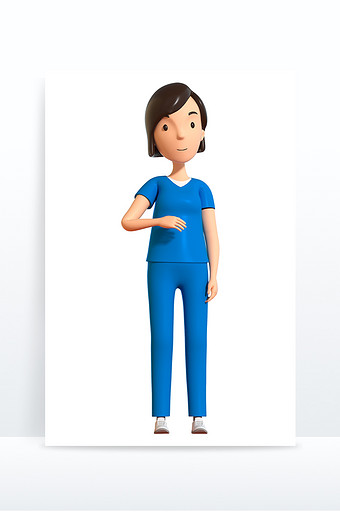 创意人物护士医护人员女生防疫C4D模型图片