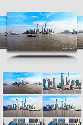 大气魔都上海黄浦江上运输的轮船4K实拍图片
