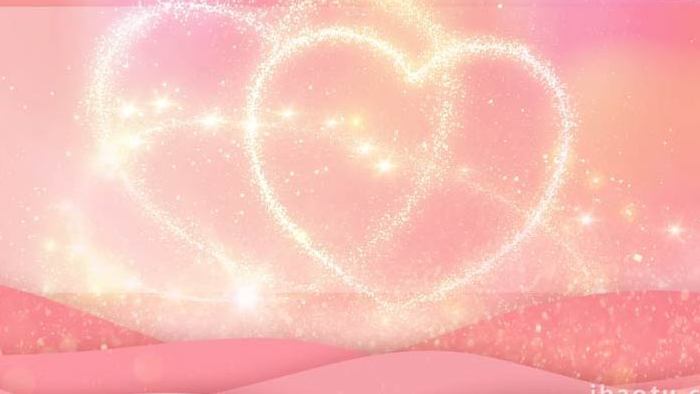 情人节粉红色唯美梦幻心形粒子背景视频
