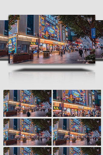 震撼重庆八一好吃街美食广场人流4k延时图片