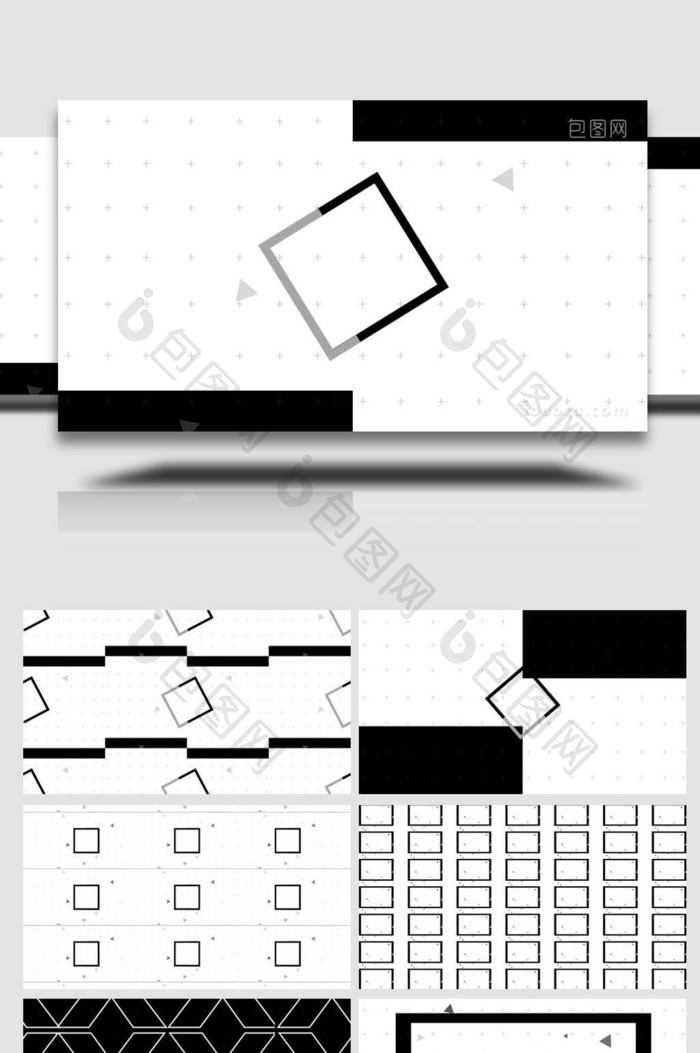 动感黑白几何图形变化背景视频素材