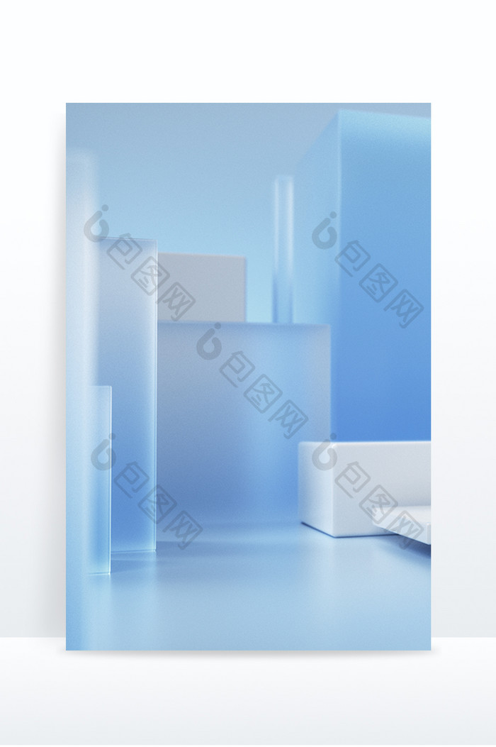 蓝色纹理质感玻璃空间背景