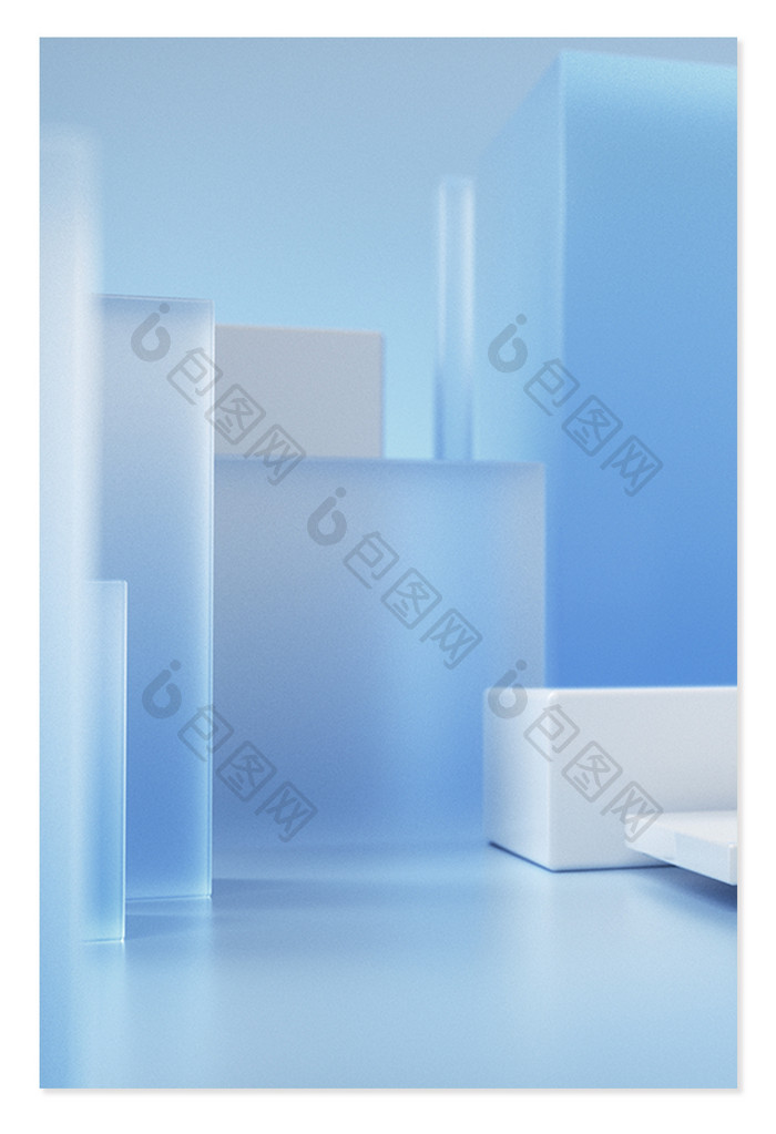 蓝色纹理质感玻璃空间背景