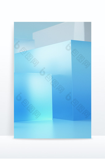 蓝色透明玻璃立体背景图片