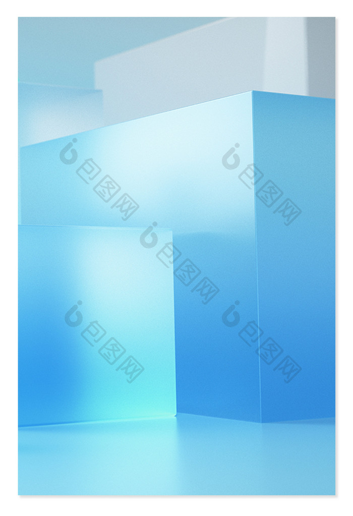 蓝色透明玻璃立体背景