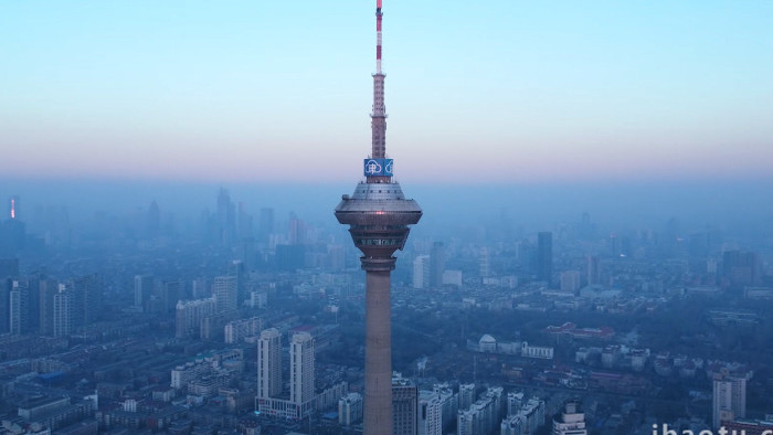 天津城市地标建筑天塔航拍4K