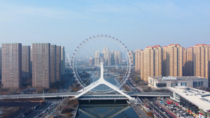 天津城市地标建筑天津之眼航拍4K