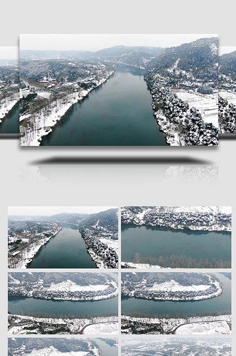震撼大气大山河流雪景航拍图片