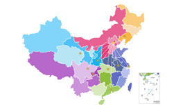 彩色中国行政区域地图