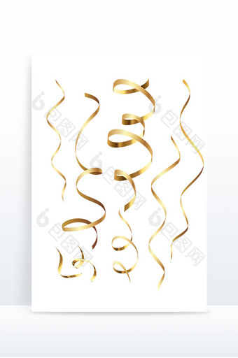 金色飘带绸带矢量促销装饰元素图片