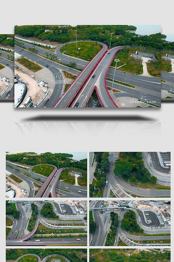交通工具航拍立交桥汽车实拍实拍图片