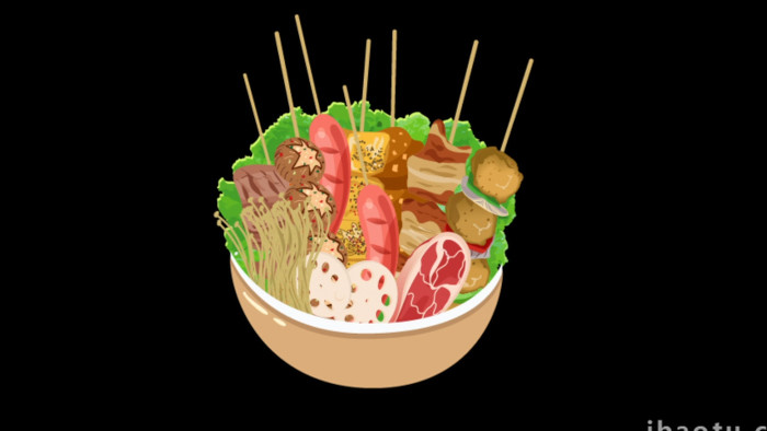 美味食物特色小吃串串美食MG动画