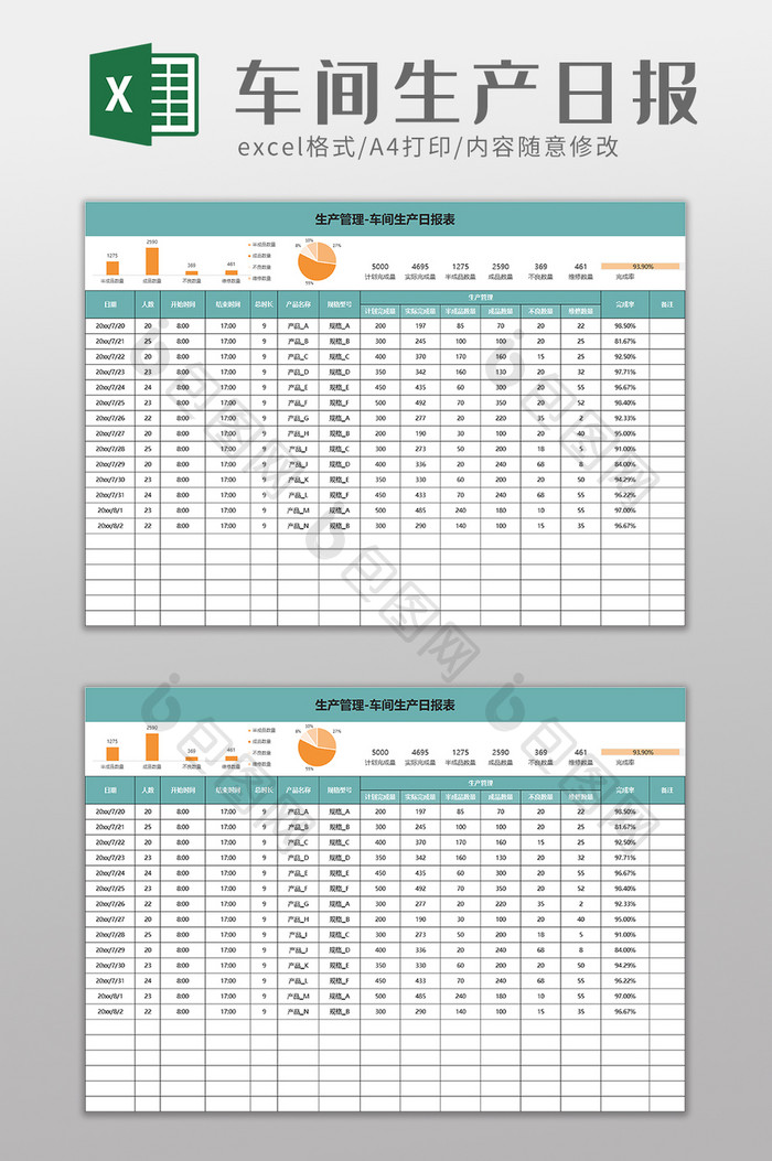 车间生产日报表excel模板