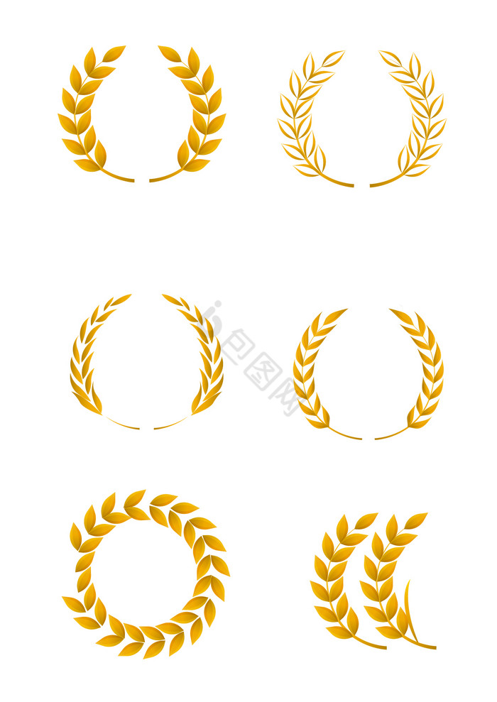 金色麦穗徽章边框图片