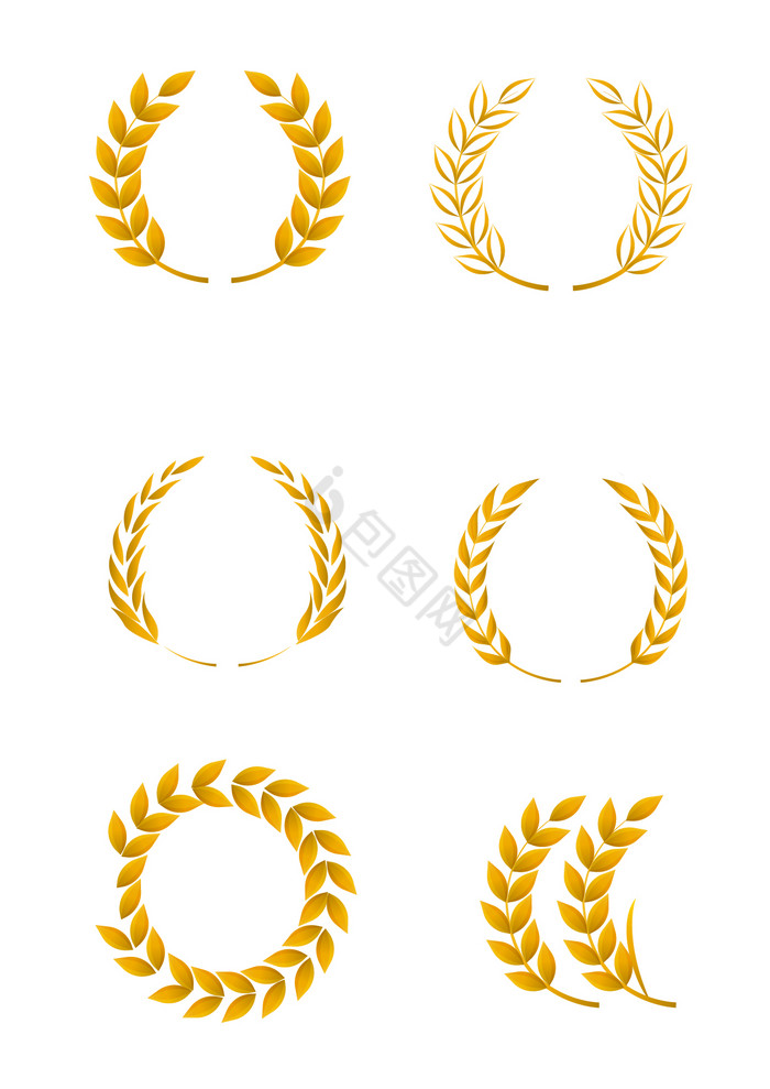 金色麦穗徽章边框