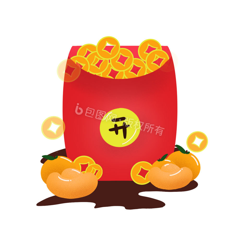 红色元宝红包春节金币动图GIF图片