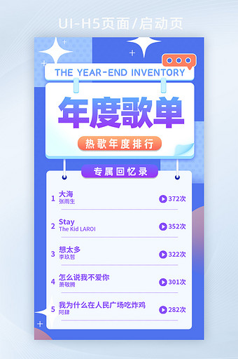 蓝色孟菲斯年度歌单H5页面启动页图片