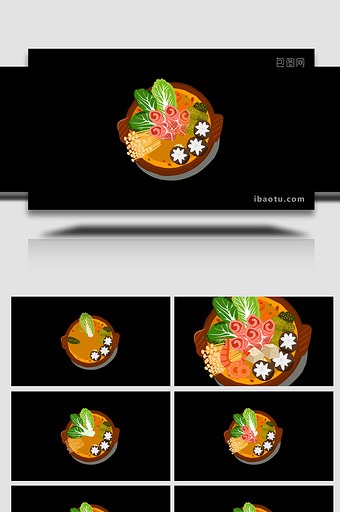 写实食物火锅鲜美金针菇MG动画图片