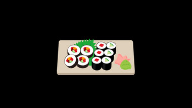 写实食物饭团寿司美食紫菜MG动画