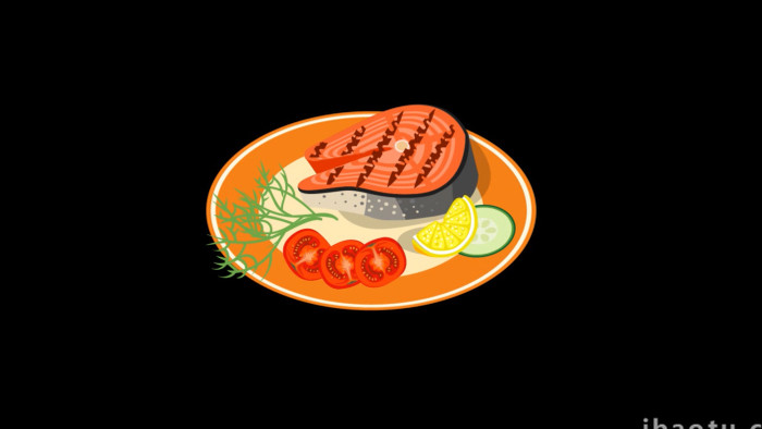 写实食物煎鳕鱼鱼排美食MG动画