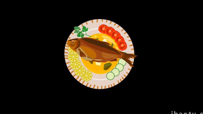 写实食物柠檬鱼海鲜美食MG动画