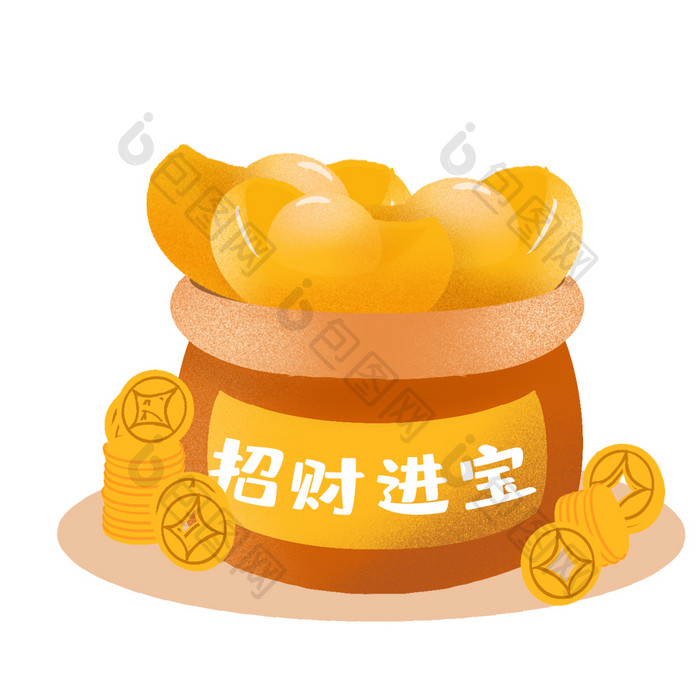 春节中国风金元宝聚宝盆动图GIF