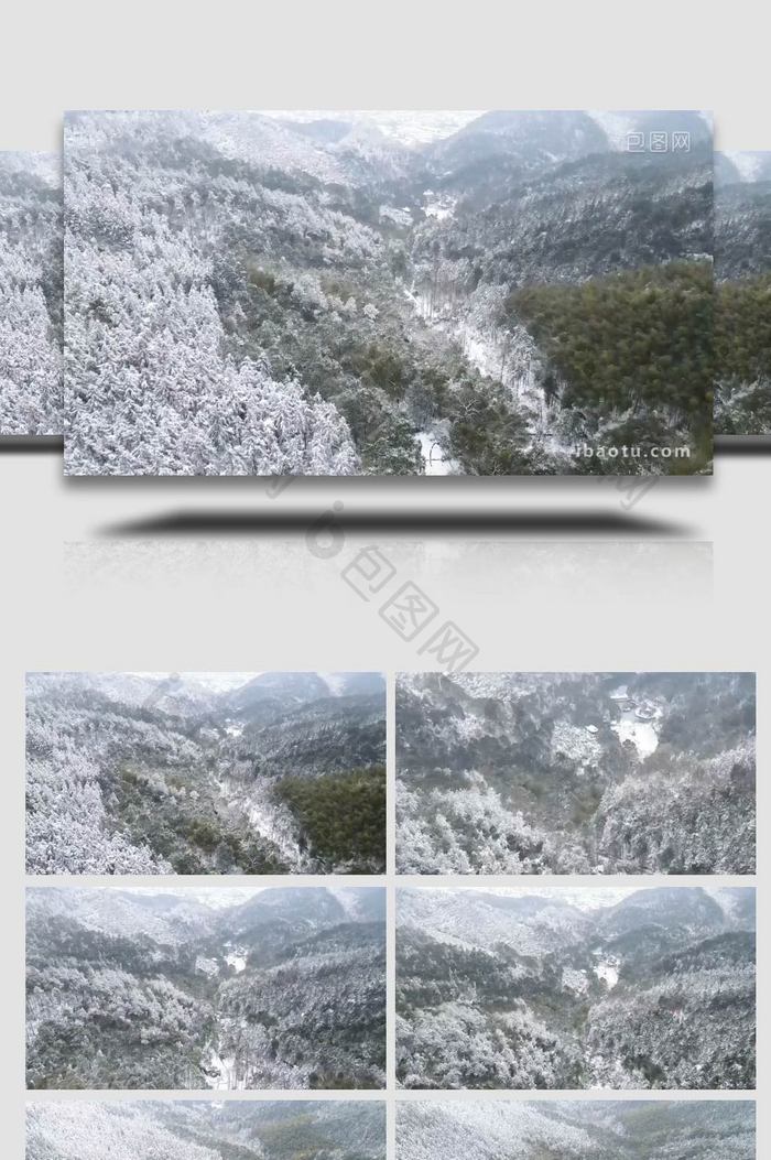 大气震撼冬天森林雪景航拍