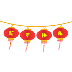 中国新春节日红灯笼新年快乐