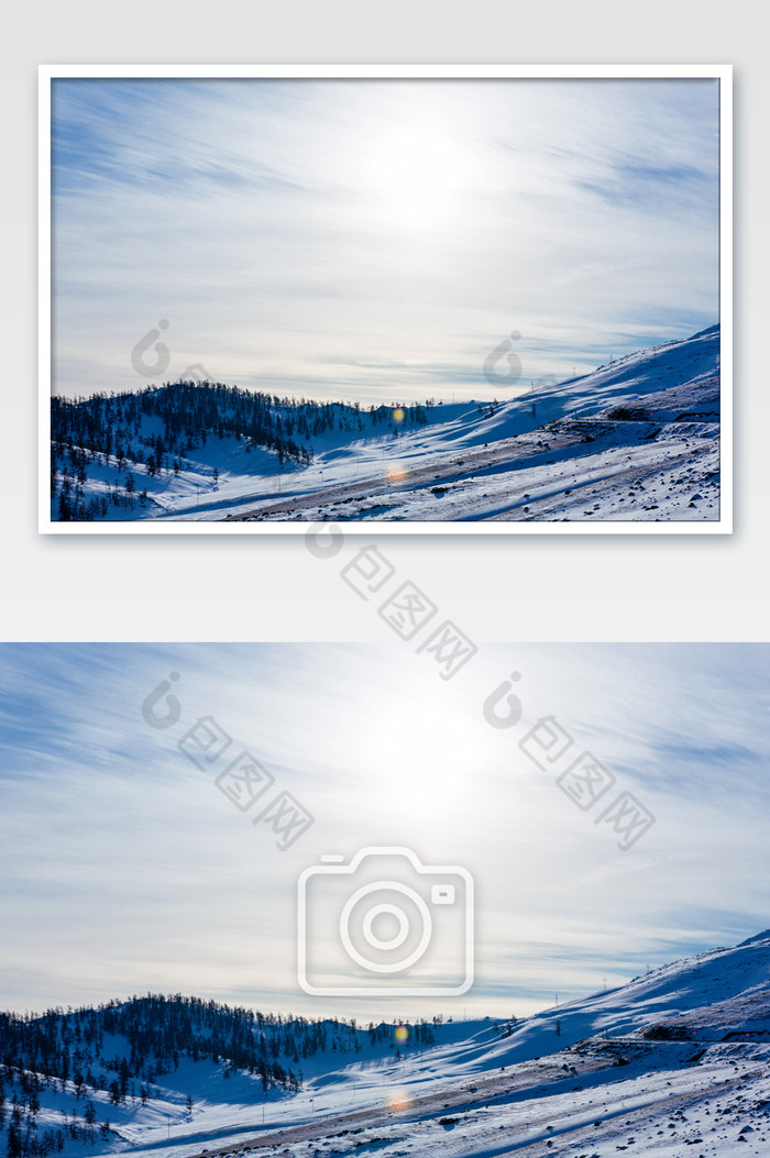 新疆喀纳斯冬日雪山风光图片图片