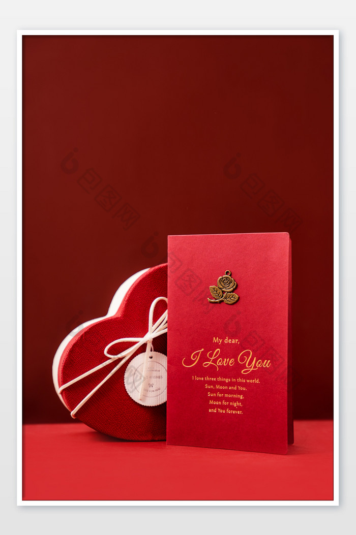 红色唯美浪漫情人节礼物卡片摄影图图片图片