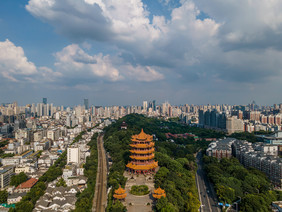 城市建筑航拍武汉黄鹤楼摄影图片