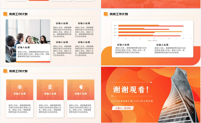 橙色简约互联网商务汇报年终总结PPT模板