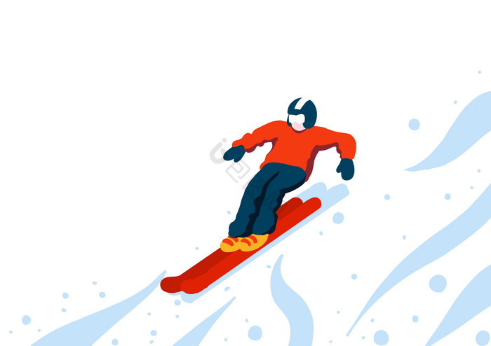 跳台滑雪插画人物图片