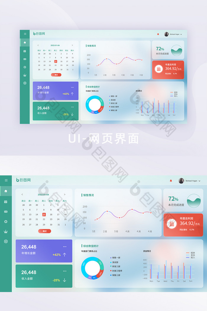 网页统计界面首页设计图片