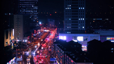 天津鞍山西道城市夜景交通车流延时摄影4K