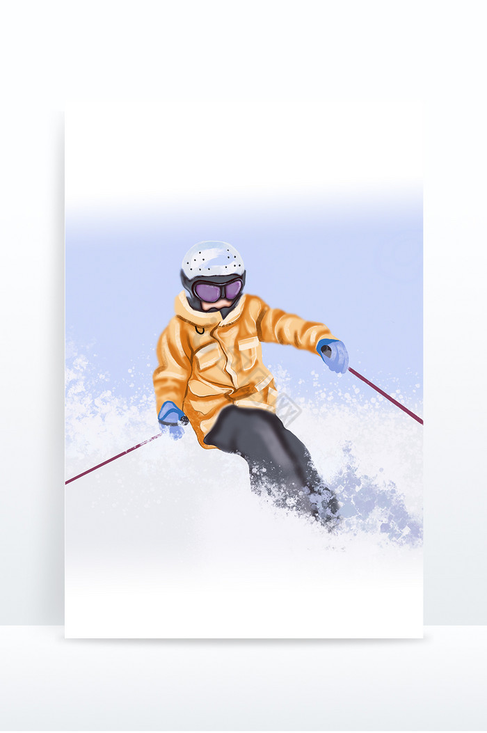 冰雪运动项目滑雪插画可商用图片