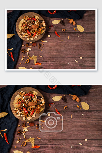 干辣椒八角香叶香料调料食材摄影图图片