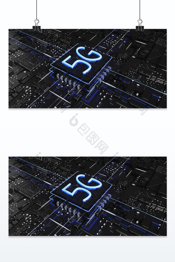 科技蓝色5G未来芯片电路板商务黑色背景图片图片