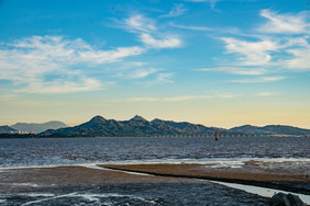 海岸海景黄昏自然风光摄影图