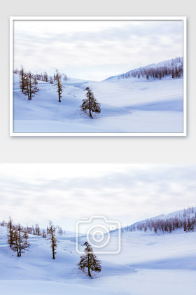 新疆雪山冬季雪景风光