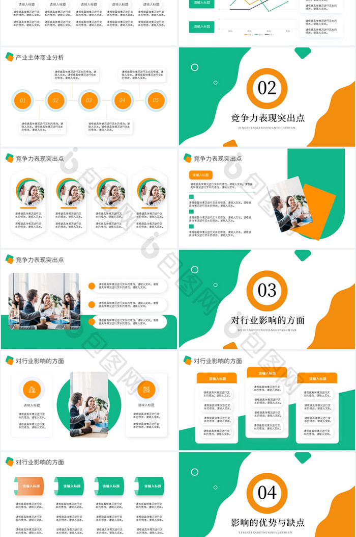 青橙色简约竞品商业分析报告汇报PPT模板