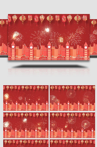 新年喜庆春运春节红色回家过年烟花背景视频图片