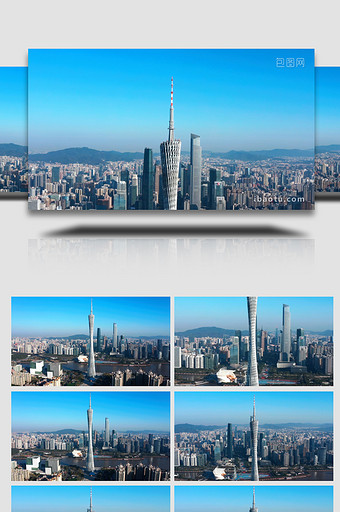 城市建筑震撼广州塔地标广州三件套航拍图片