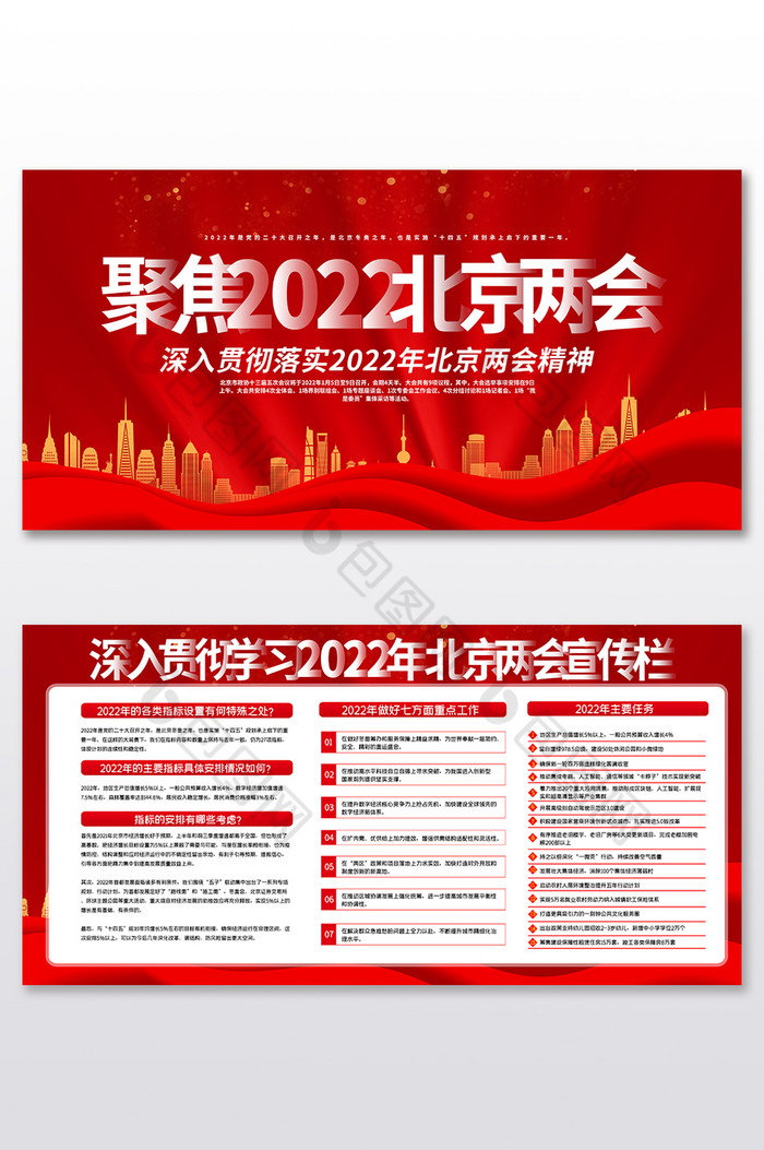聚焦2022年北京两会展板栏图片图片