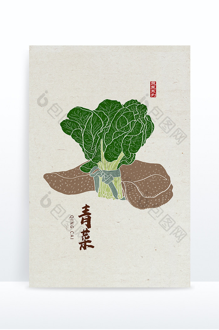 中国风青菜 手绘青菜 青菜元素 青菜插画