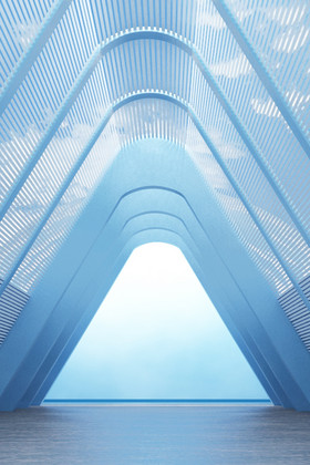 蓝未来感空间通道