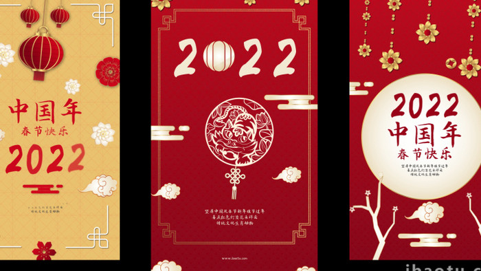 6款喜庆中国虎年春节手机竖版动画AE模板